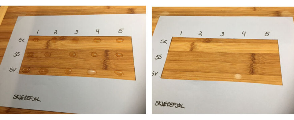 These images show three different kinds of food spills - chicken at the top, lettuce in the middle, and waffle mix at the bottom. On the second image, the food spills have dried over night.