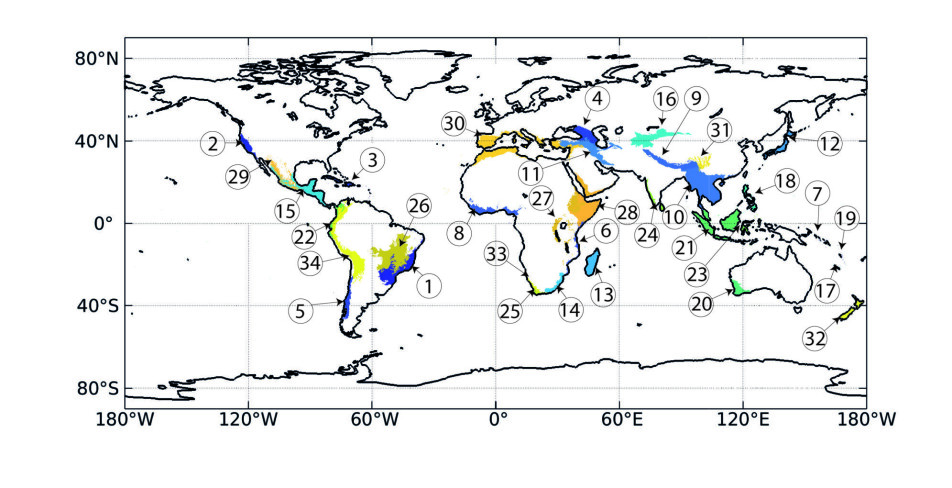 Biologists have identified 34 areas on the globe where biodiversity is both extremely high and at risk.