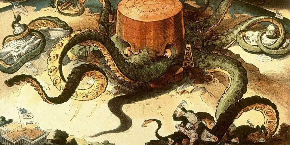 The power of Standard Oil, as envisioned by artist Udo J. Keppler. The company was also very influential in Norway.