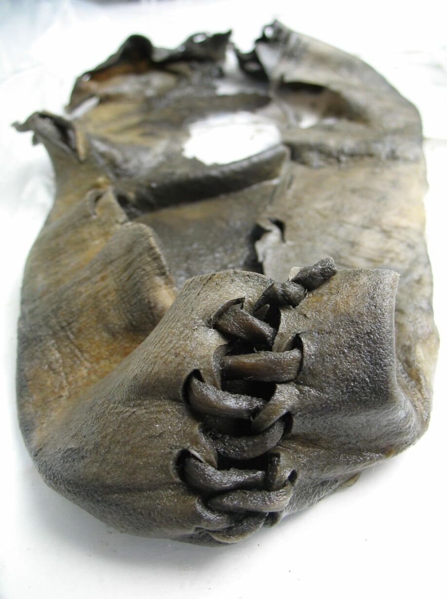 This leather shoe was found in 2006 at Langfonne. It is more than 3000 years old.