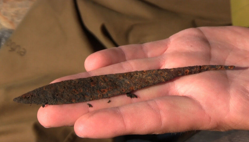 This arrowhead may be from the early Viking period, says Martinsen. Although the tip is more than a thousand years old, it hasn’t rusted away. This arrowhead may be from the early Viking period, says Martinsen. Although the tip is more than a thousand years old, it hasn’t rusted away.