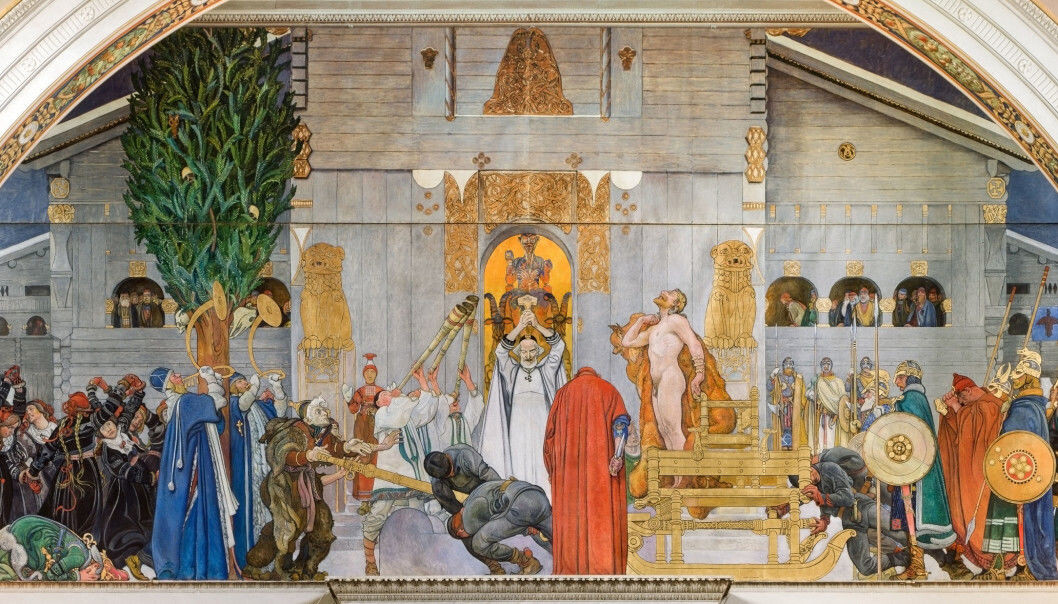 This painting by Carl Larsson portrays King Domalde, who allows himself to be sacrificed in the winter after a number of crop failures in Uppsala. This painting by Carl Larsson portrays King Domalde, who allows himself to be sacrificed in the winter after a number of crop failures in Uppsala.
