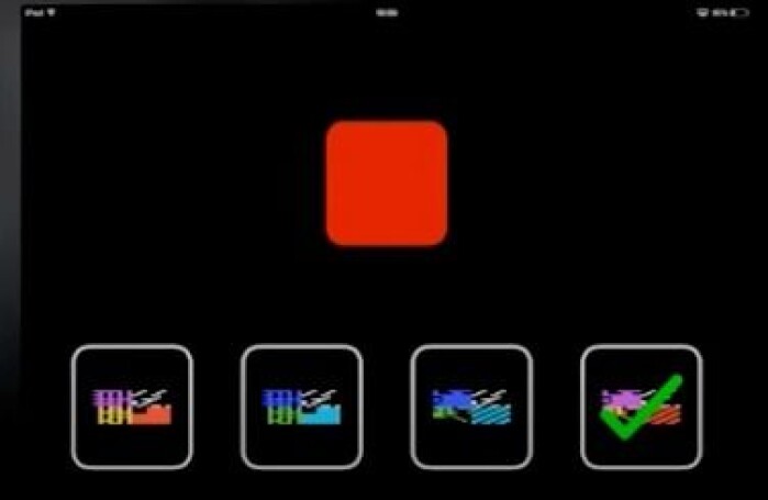 This is what the test looks like. The red box showed a picture of a pattern, which the participants are asked to recognize and identify below. This is what the test looks like. The red box showed a picture of a pattern, which the participants are asked to recognize and identify below.