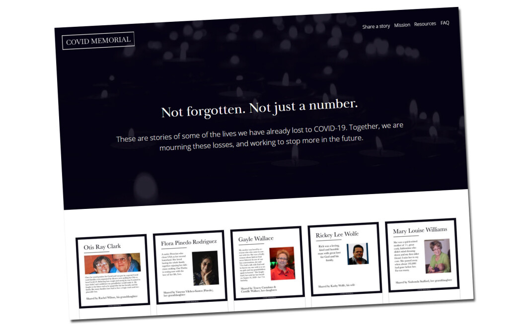 The website COVIDMemorial.online allows people with a personal relationship to a victim of coronavirus to participate in a collective digital obituary by simply adding the hashtag #COVIDmemorial to a Twitter, Facebook or Instagram post The website COVIDMemorial.online allows people with a personal relationship to a victim of coronavirus to participate in a collective digital obituary by simply adding the hashtag #COVIDmemorial to a Twitter, Facebook or Instagram post