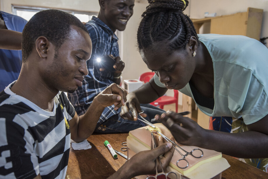 CapaCare students practice skills at the beginning of their training.