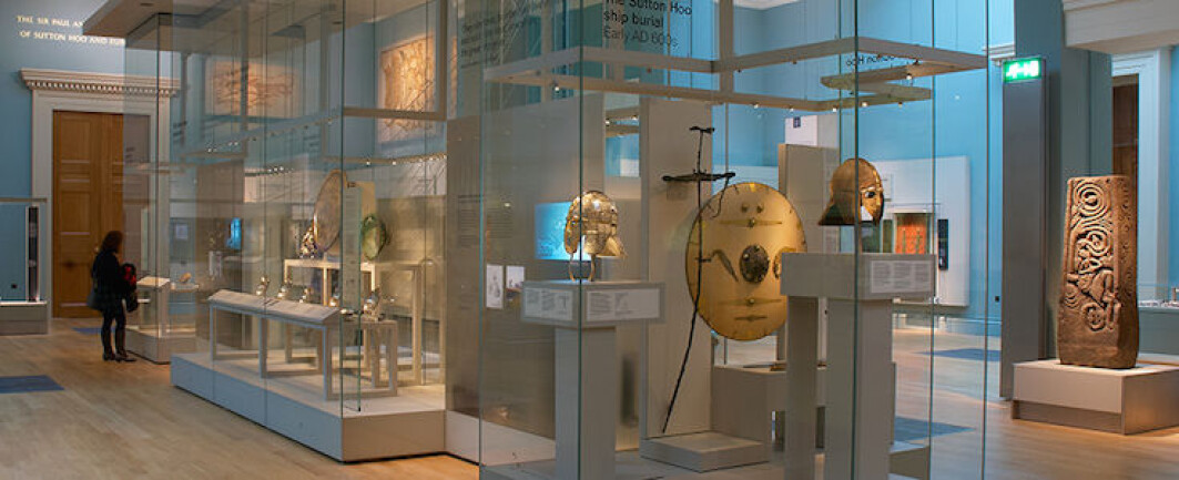 The treasures from Sutton Hoo are on display in the British Museum in London. The treasures from Sutton Hoo are on display in the British Museum in London.
