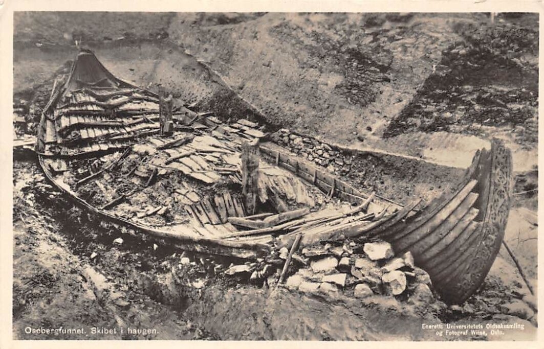 The Oseberg ship as it was found in 1904. The Oseberg ship as it was found in 1904.