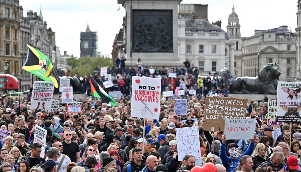 Demonstrations against the corona vaccine and strict infection control measures in London, September 2020. Demonstrations against the corona vaccine and strict infection control measures in London, September 2020.
