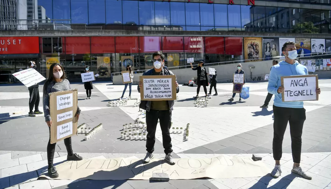 The Swedes have long been loyal to the Swedish coronavirus strategy. But some Swedes have said no. The photo shows a demonstration on Sergels Torg in Stockholm this summer. Now the tide is turning in Sweden. “I think many Swedes are now ashamed of what has happened,” says Fredrik Elgh.