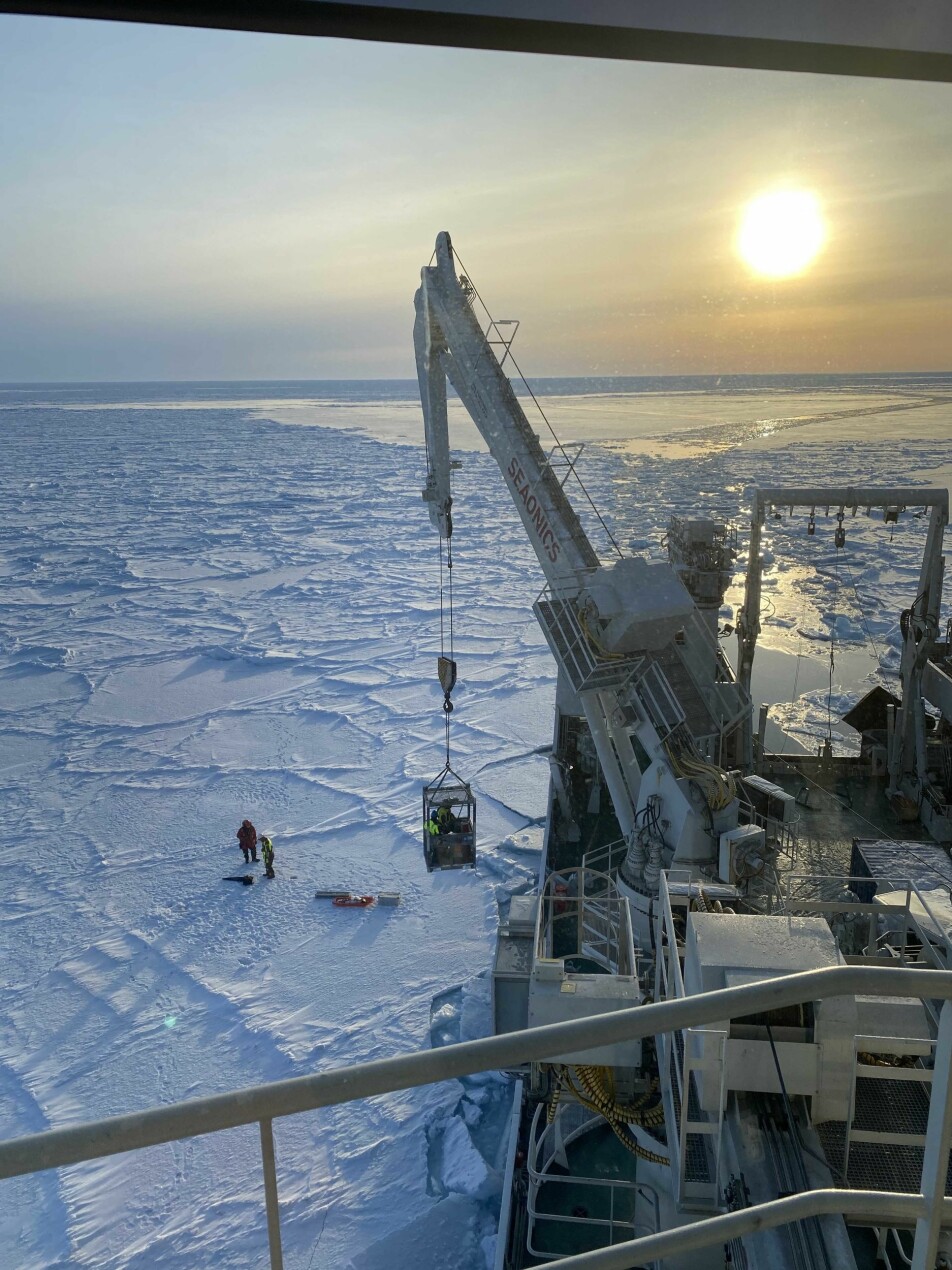 Sea ice team inspecting the ice for the first time