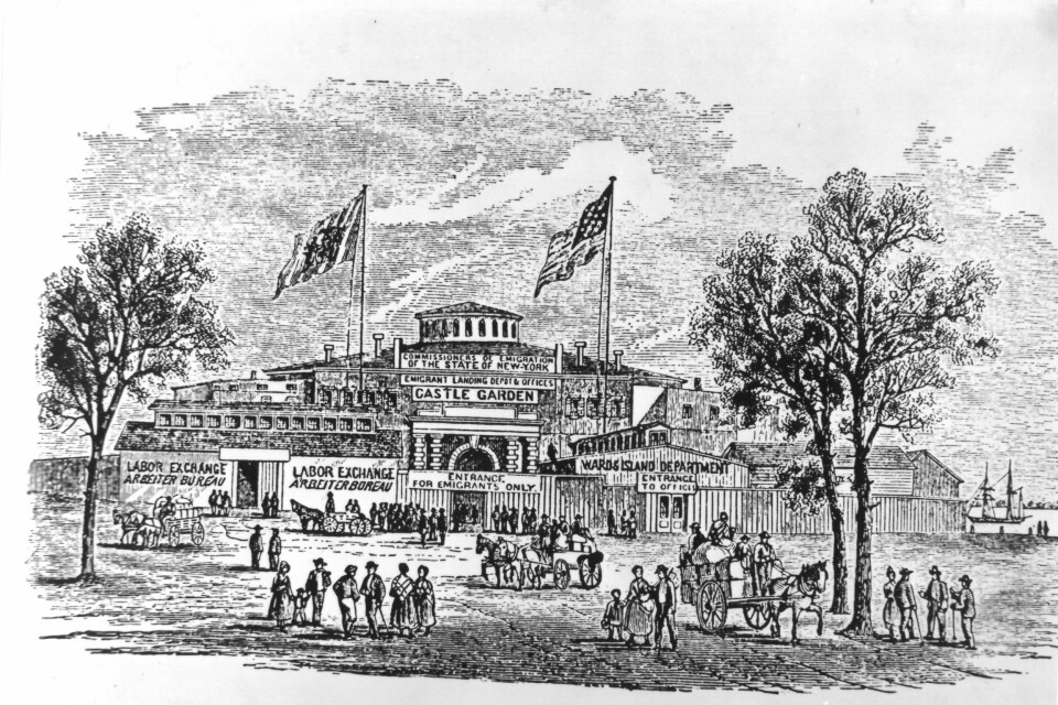 Castle Garden, now renamed Castle Clinton, was New York's first immigration station, located on the southern tip of Manhattan. The station opened in 1855. Castle Garden was closed down and replaced by Ellis Island in the late 1800s.