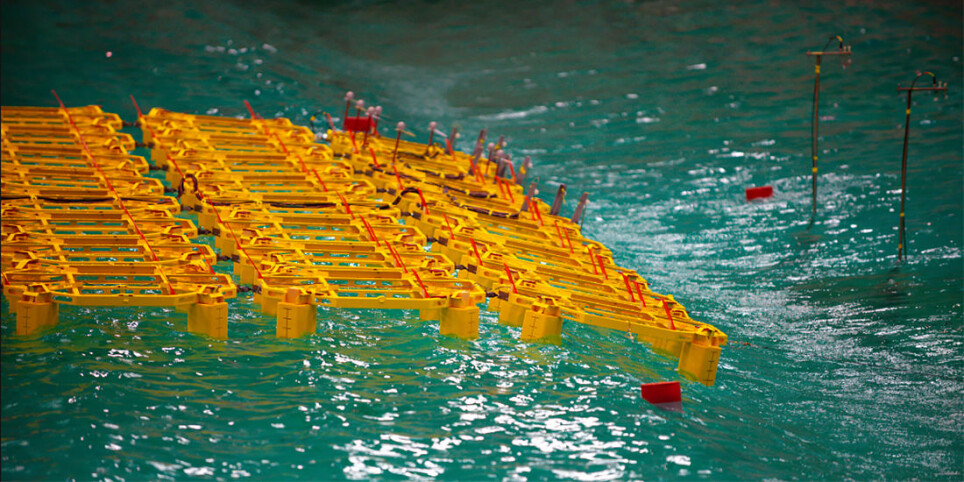 A floating solar farm: This model is equipped with sensors that gather wave information and data on both the movement of, and stresses on, the moorings and coupling points.