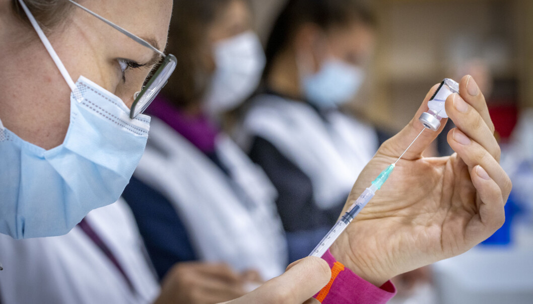 Nurses drawing up Pfizer vaccines at a vaccine centre outside Oslo. As the AztraZeneca vaccine has been paused in Norway, only the two mRNA vaccines from Moderna and Pfizer are in use. Nurses drawing up Pfizer vaccines at a vaccine centre outside Oslo. As the AztraZeneca vaccine has been paused in Norway, only the two mRNA vaccines from Moderna and Pfizer are in use.