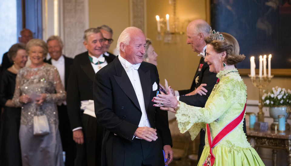 Christian Ringnes was the 48th richest man in Norway in 2020 according to financial magazine Kapital. Here he is being greeted by Queen Sonja at her 80th birthday party.