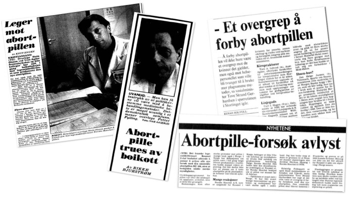 The French pharmaceutical company Roussel Uclaf wanted to test drugs to induce medical abortions on patients at Ullevål Hospital in Oslo as early as 1989. Political outcry and pressure made them withdraw their application. The French pharmaceutical company Roussel Uclaf wanted to test drugs to induce medical abortions on patients at Ullevål Hospital in Oslo as early as 1989. Political outcry and pressure made them withdraw their application.