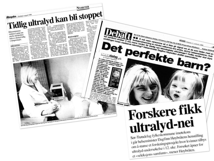 In the late 1990s, Minister of Health Dagfinn Høybråten (Krf) actively advocated stopping a research project that relied on early ultrasound. He feared it would lead to a society where more foetuses with Down’s syndrome would be aborted. In the late 1990s, Minister of Health Dagfinn Høybråten (Krf) actively advocated stopping a research project that relied on early ultrasound. He feared it would lead to a society where more foetuses with Down’s syndrome would be aborted.