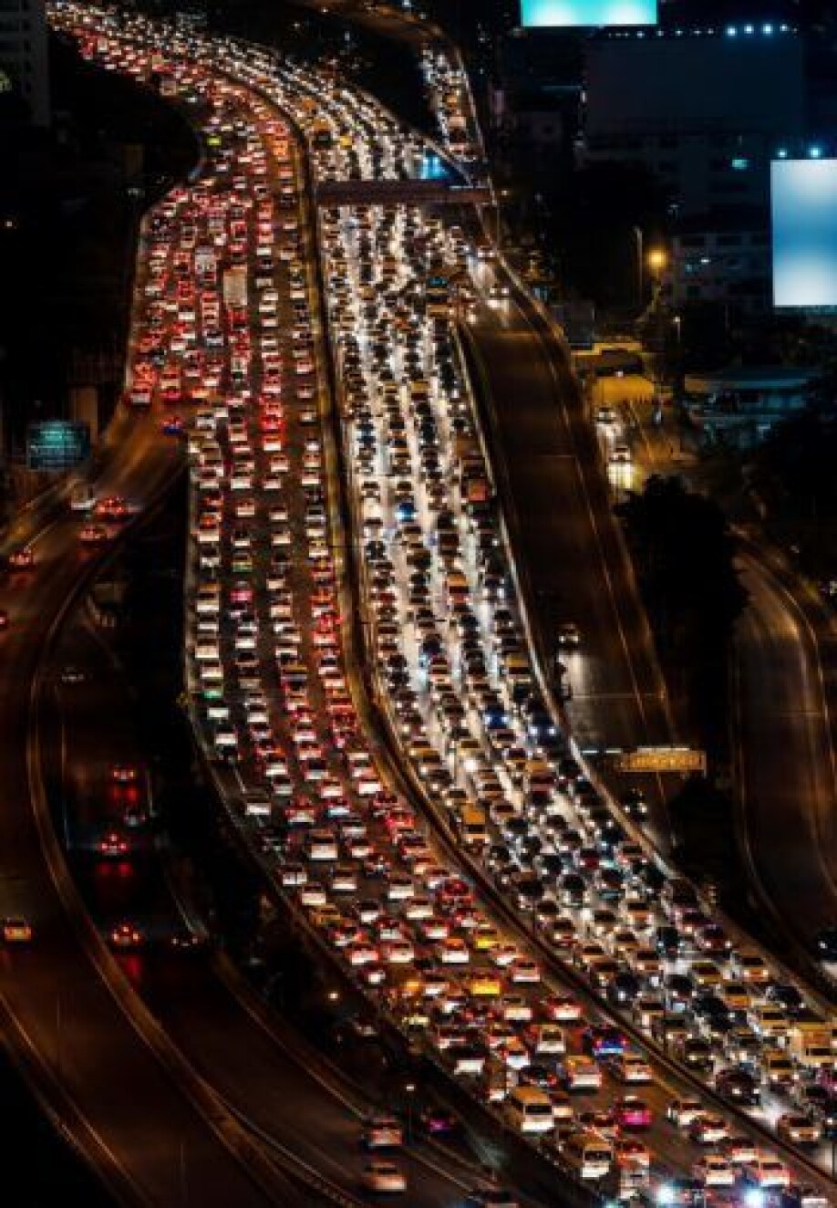 The transport sector accounts for the highest share of energy consumption. This photo from Bangkok.