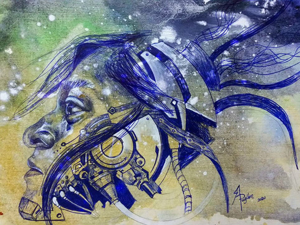 A pen and watercolour painting called 'Runa Tech'.