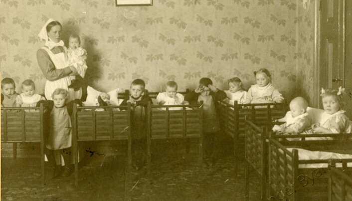 Although it was not very common to for toddlers to be in childcare in the early 20th century, a number of them were. The nurseries (Norwegian: barnekrybber) were often run by nurses, and the children were dressed in institutional clothes. Here from St. Johannes' nursery in Stavanger. Although it was not very common to for toddlers to be in childcare in the early 20th century, a number of them were. The nurseries (Norwegian: barnekrybber) were often run by nurses, and the children were dressed in institutional clothes. Here from St. Johannes' nursery in Stavanger.