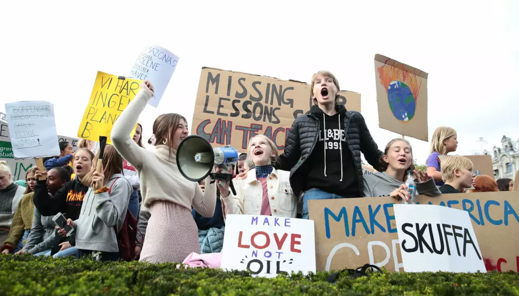 Young people have seen that rapid change is possible, in a recent survey 70 per cent of Norwegians between the ages 18-30 respond that they have increased faith that something can be done about climate change. The photo is from a school strike against climate change in 2019 in Oslo.