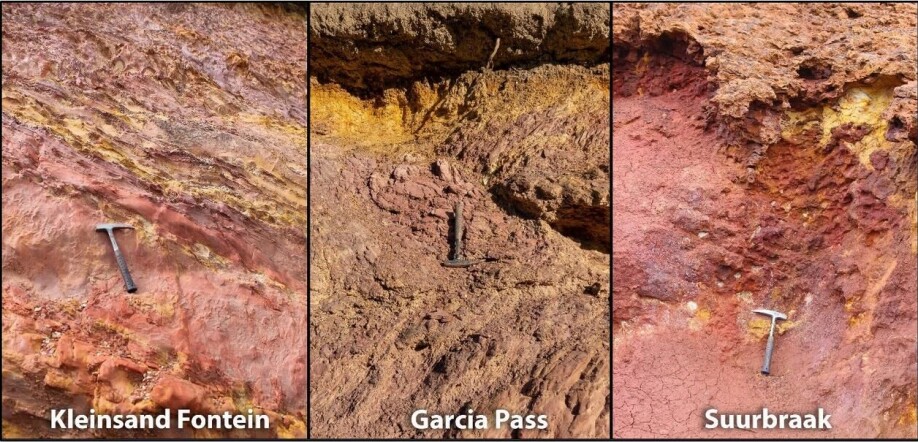 OCHRE OUTCROPS: An example of some of the ochre outcrops E. Velliky sampled last field season February to March 2020.
