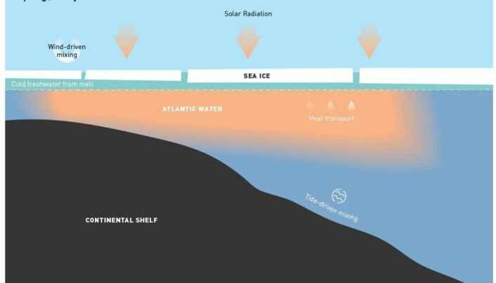 Simplified schematic of the mixing in the Arctic Ocean. Simplified schematic of the mixing in the Arctic Ocean.