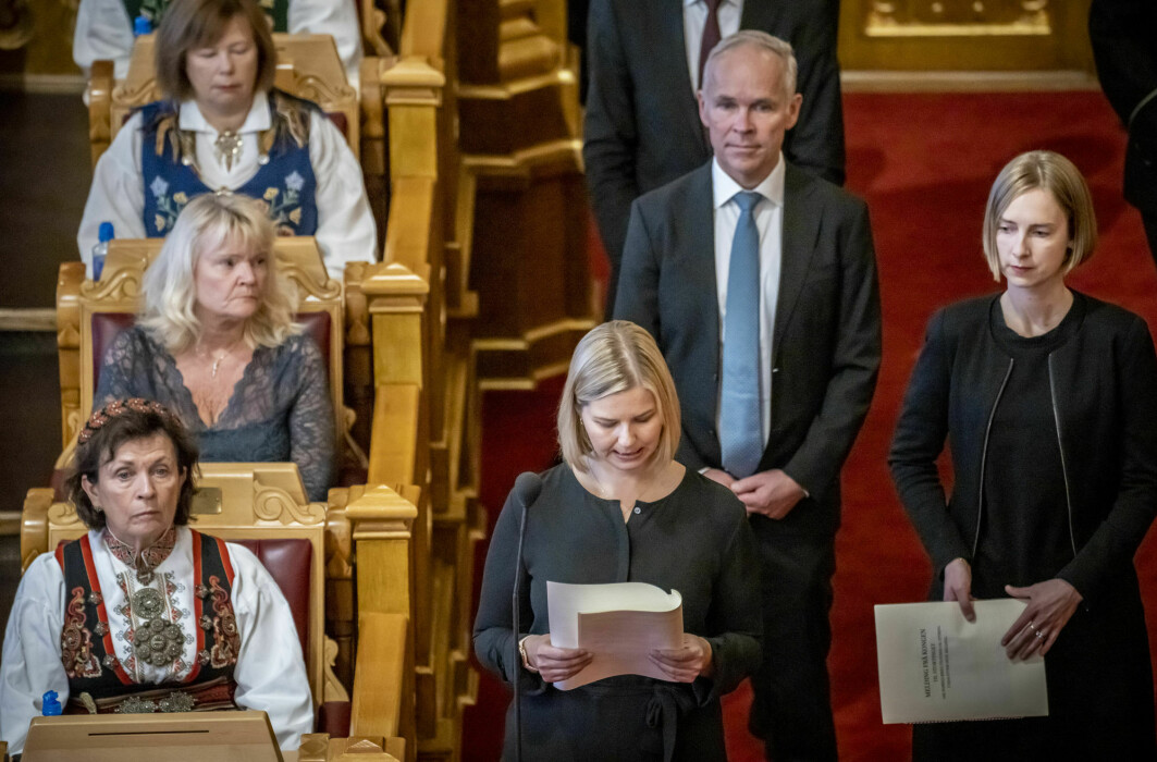 Norway’s national politicians have to begin in the most local positions, from municipal councils on up. It’s almost impossible in Norway for a politician to have a career without the support of their political party. The photo is from the opening of the Norwegian Storting, the Parliament, in 2020.
