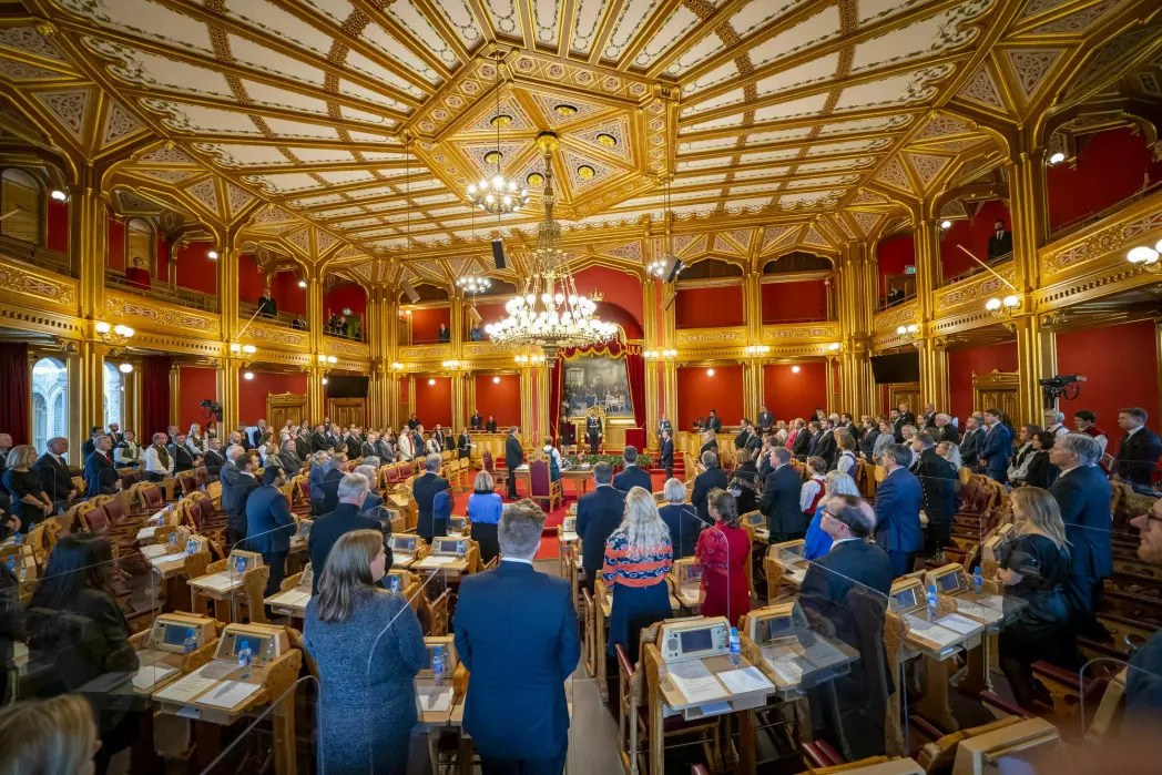 Norway has a party-centred political system, where people vote for parties, not for individuals. The photo is from the opening of the Storting, the Norwegian Parliament.