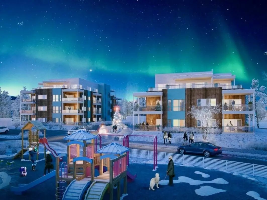 The housing shortage is not just an Oslo phenomenon. Alta in Finnmark is experiencing the same thing and has for several years had the strongest price increase in all of northern Norway. This photo shows the Elvekanten construction project.