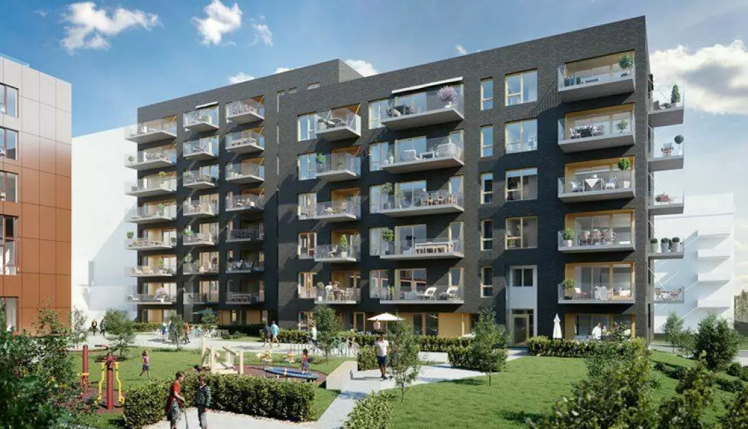 A lot of people dream of having their own home. This picture is of the Ensjø Torg project in Oslo.
