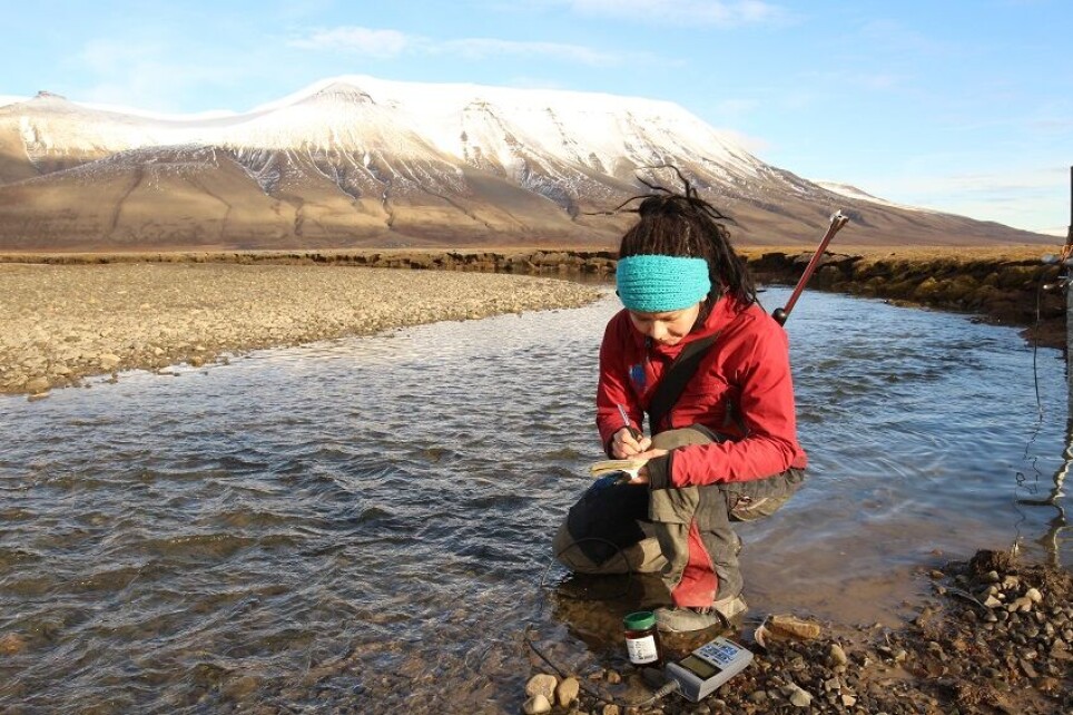 Meltwater sampling a at the end of the ablation season.