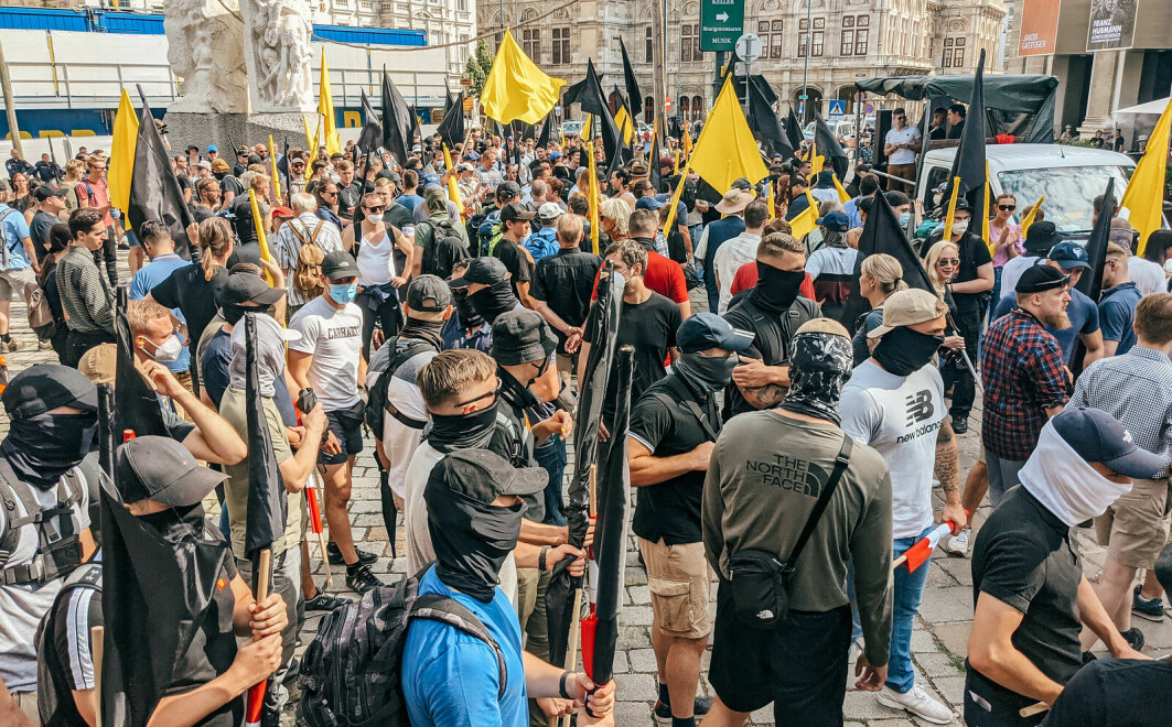 Protest of the Identitarian Movement in Vienna, 2021.