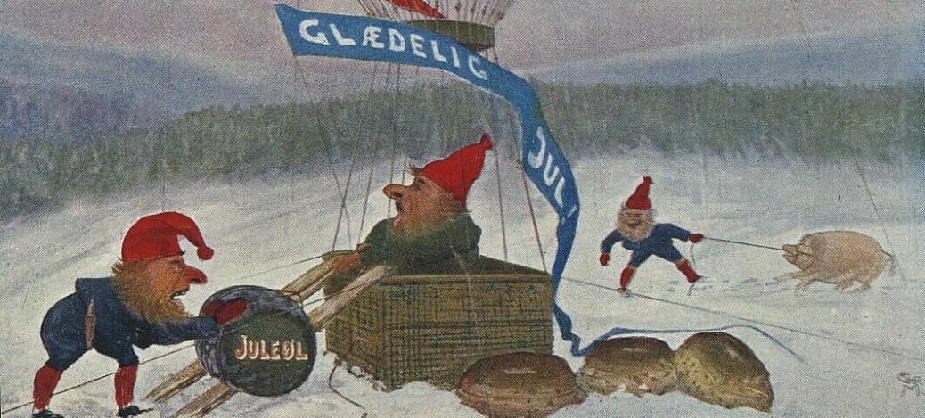 Christmas cards haven't always been cute. Rowdy, drunk Christmas gnomes were a popular motif back in the day.