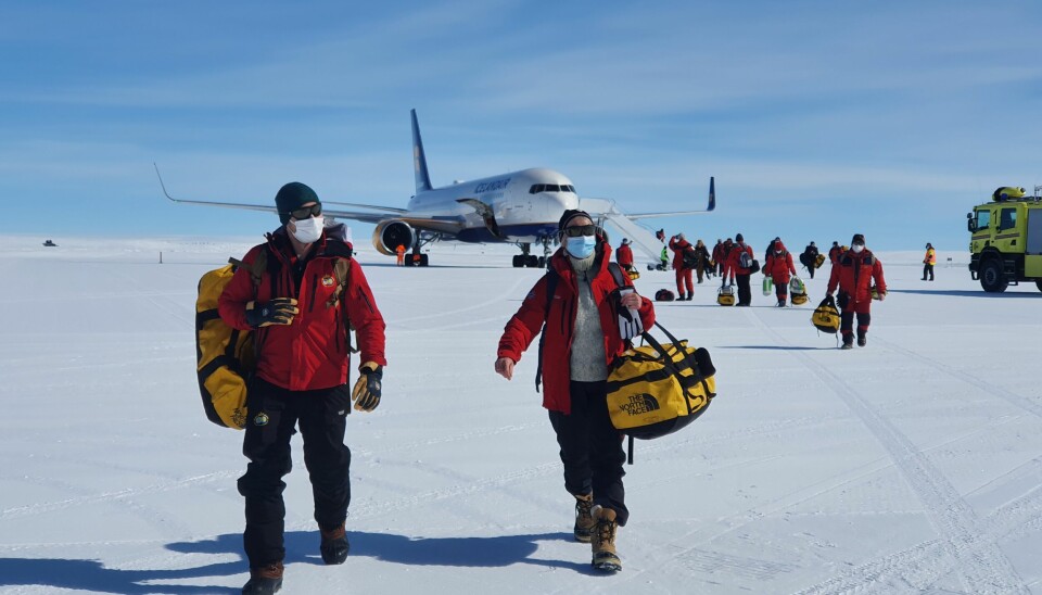 The researchers have finally arrived on the ice after 39 days in Covid-quarantine and a 20 hour flight.