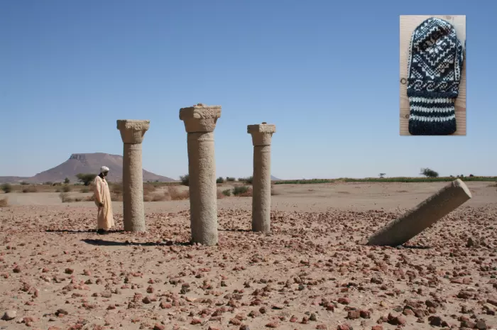 What is the rose from the Selbu mitten doing in the remains of a medieval cathedral in Sudan?