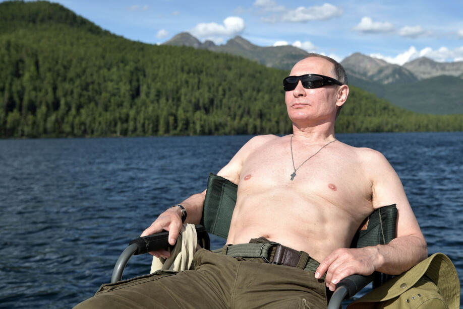 Vladimir Putin has repeatedly flaunted his masculinity in a way that people in West may find comical in a head of state. The photo shows Putin on a fishing trip in Siberia.