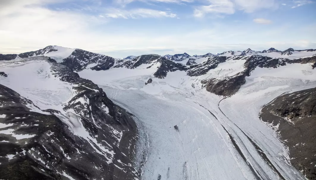 Norwegian glaciers are melting. The photo shows a glacier in Jotunheimen National Park.