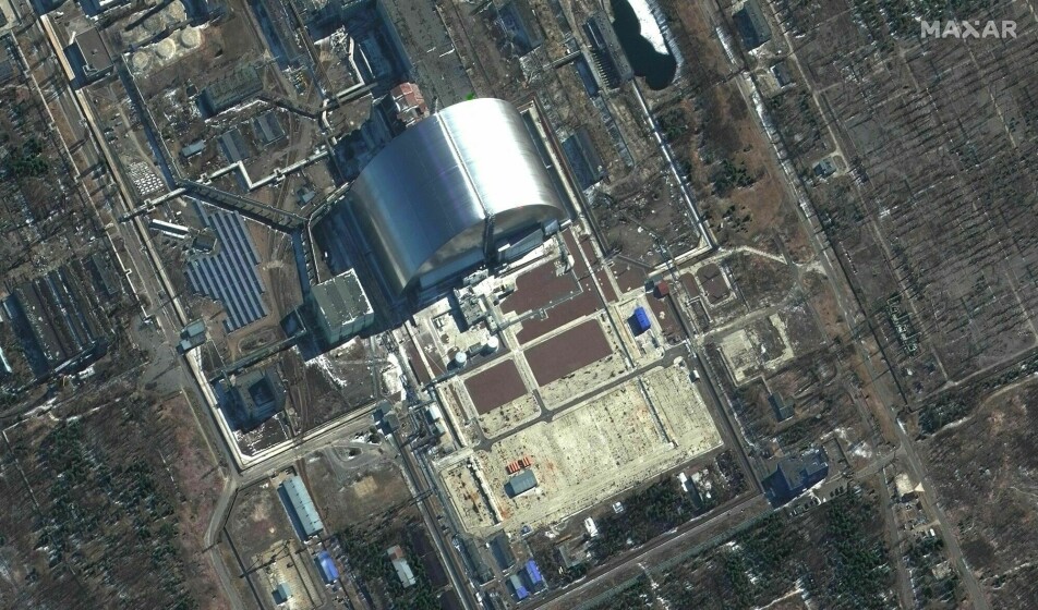 Satellite image of the Chernobyl nuclear power plant on March 10, 2022. Fighting nearby could threaten security.