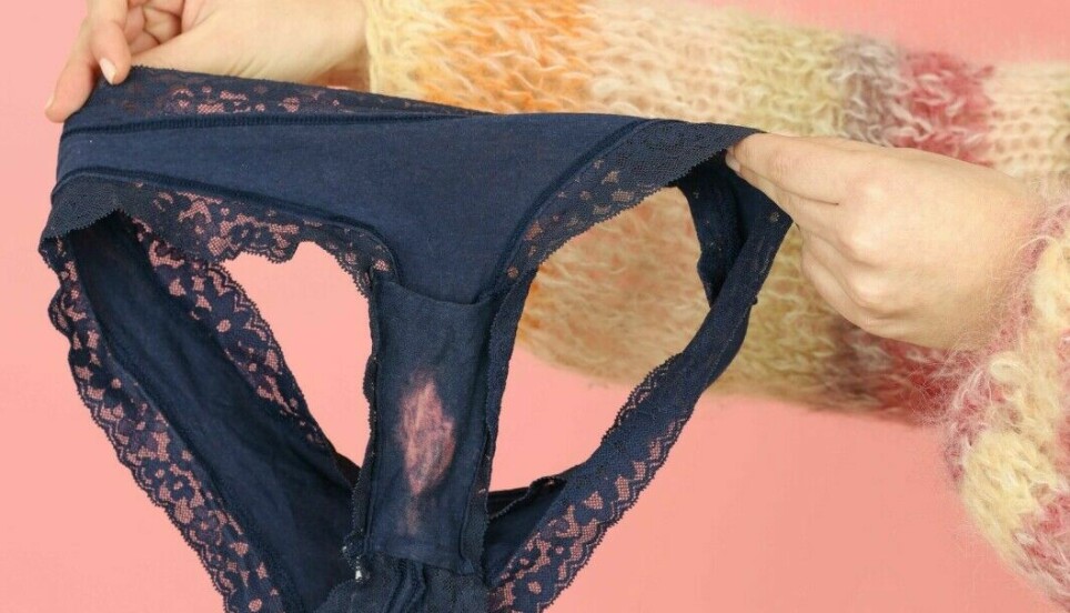 Discharge from the vagina is acidic. It can bleach dyed underwear.