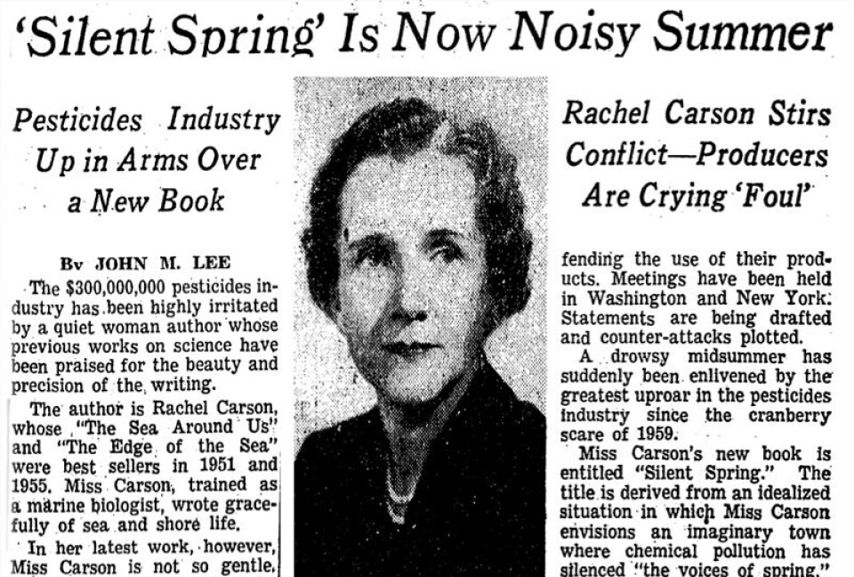 Rachel Carson’s book made national news. This clip is from The New York Times from 22 July 1962, page 86.