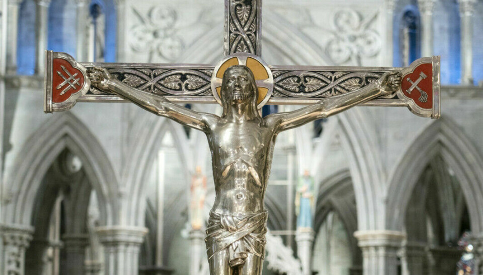 Jesus on the cross is the most important symbol for many Christians, and Easter is the holiest day of the Christian calendar. But the Easter observance was probably taken more seriously a hundred years ago. This picture is from Nidaros Cathedral in Trondheim.