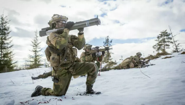 Norwegian soldiers training in Rena. They are using M72 anti-tank weapons.