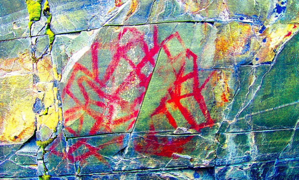 Who painted pictures like this on rock walls in Norway 5000-8000 years ago?