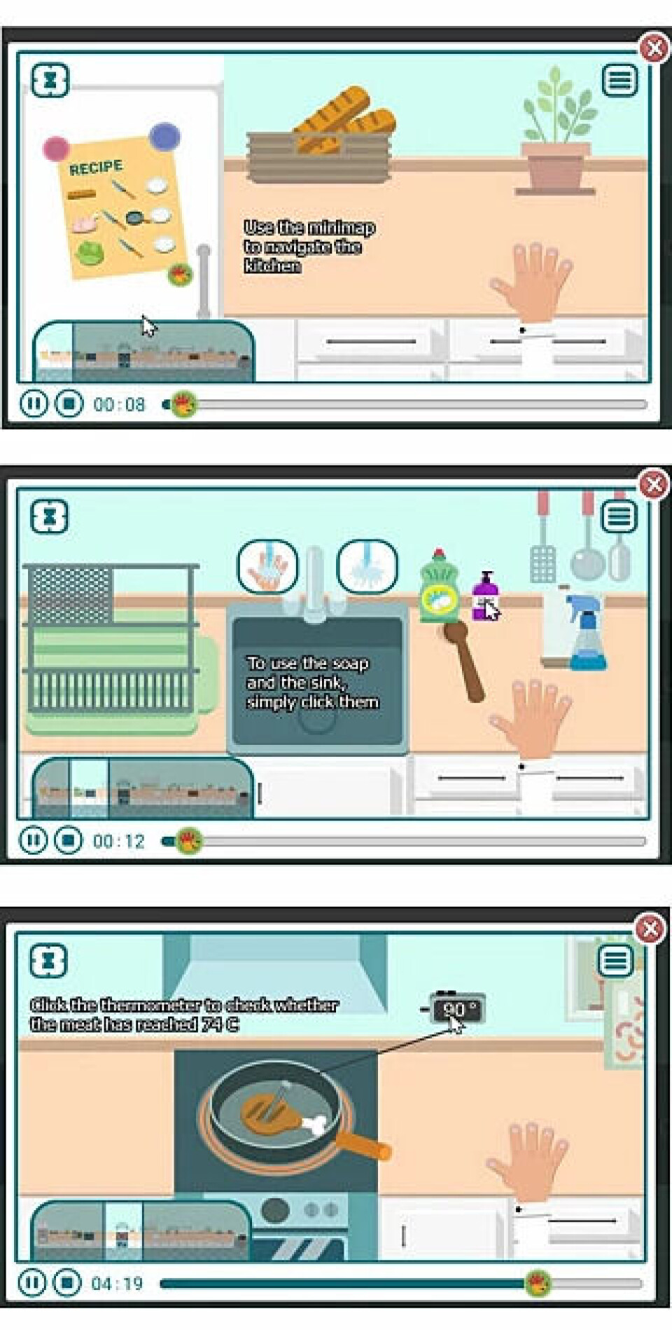 In the game, the participants had to make four different dishes by following given recipes.