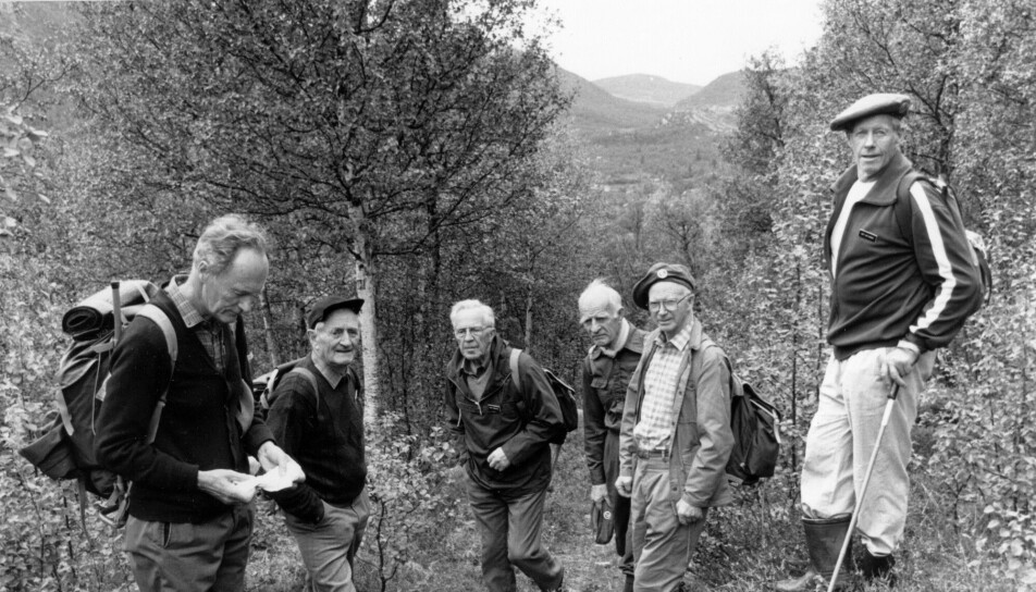 A group of the saboteurs on a visit to the heavy water factory at Vemork in 1990. From the left: Joachim Rønneberg, Hans Storhaug, Birger Strømsheim, Arne Kjelstrup, Rolf Sørlie and Knut Lier Hansen.