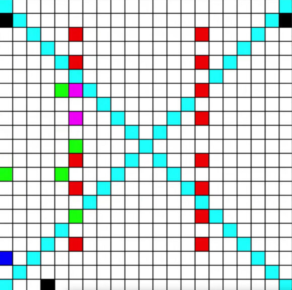 Screenshot of one of Andersens's computer games who is designed to evaluate the automated warehouse logistic systems.