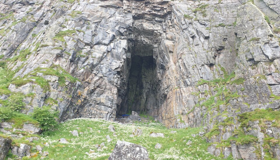 The Kirkhellaren cave is 32 metres high and 20 metres wide, with a boulder in the centre that forms a natural altar and has earned it the nickname “nature’s cathedral”.