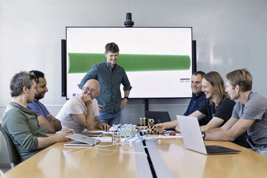 The NTNU-SINTEF team. From left to right: Sverre M. Selbach, Muhammad Zeeshan Khalid, Antonius T. J. van Helvoort, Kasper A. Hunnestad, Constantinos Hatzoglou, Dennis Meier and Per Erik Vullum.