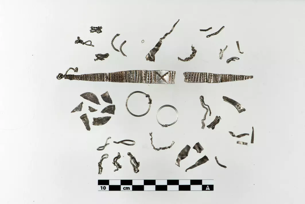 The find consists of 46 mostly fragmented pieces of silver. Paying for things with silver made travel and trade easier, compared to having to travel with livestock and other items for bartering.