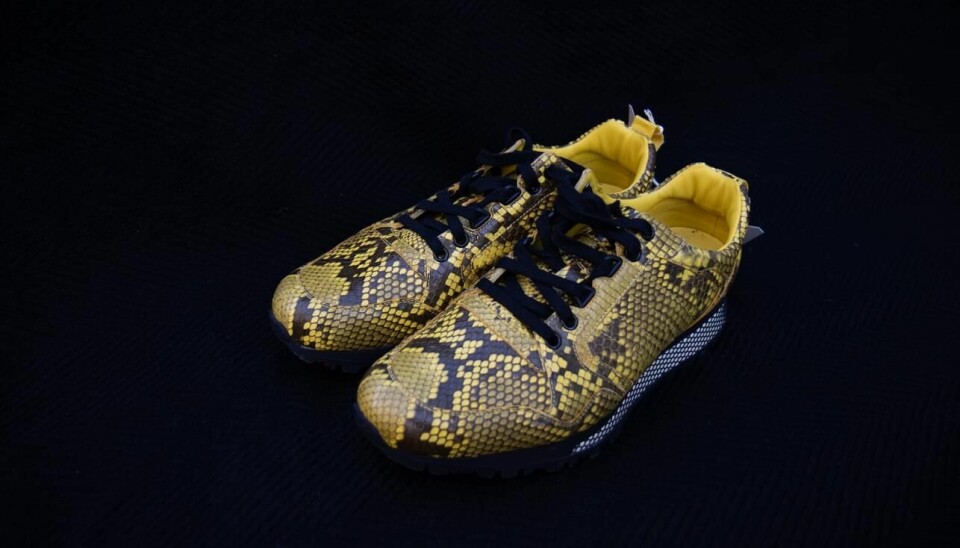 Shoes made with snake skin that have been confiscated by the Norwegian customs. Photo: Norwegian Environment Agency